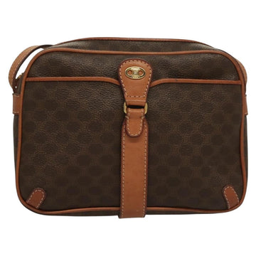 CELINE Macadam Canvas Shoulder Bag PVC Leather Brown Gold Auth ep9704 - 0