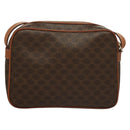 CELINE Macadam Canvas Shoulder Bag PVC Leather Brown Gold Auth ep9704-3