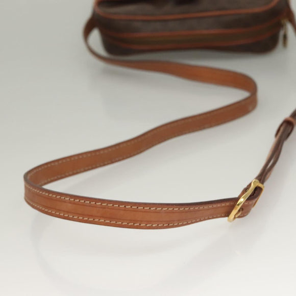 CELINE Macadam Canvas Shoulder Bag PVC Leather Brown Gold Auth ep9704