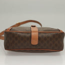 CELINE Macadam Canvas Shoulder Bag PVC Leather Brown Gold Auth ep9704-9