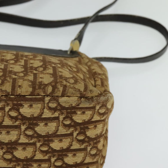 Christian Dior Trotter Canvas Shoulder Bag Brown Gold Auth ep9706
