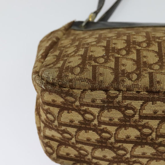 Christian Dior Trotter Canvas Shoulder Bag Brown Gold Auth ep9706
