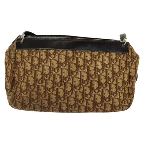Christian Dior Trotter Canvas Shoulder Bag Brown Gold Auth ep9706