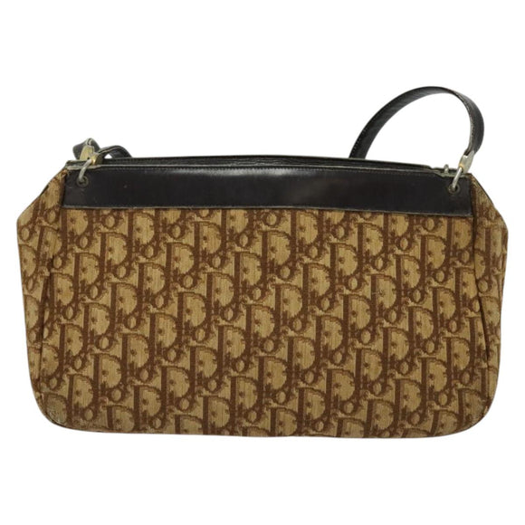 Christian Dior Trotter Canvas Shoulder Bag Brown Gold Auth ep9706