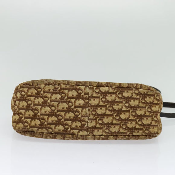 Christian Dior Trotter Canvas Shoulder Bag Brown Gold Auth ep9706
