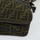 FENDI Zucca Canvas Shoulder Bag Black Brown Auth ep9708-15