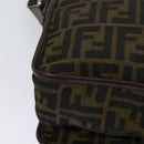 FENDI Zucca Canvas Shoulder Bag Black Brown Auth ep9708-16