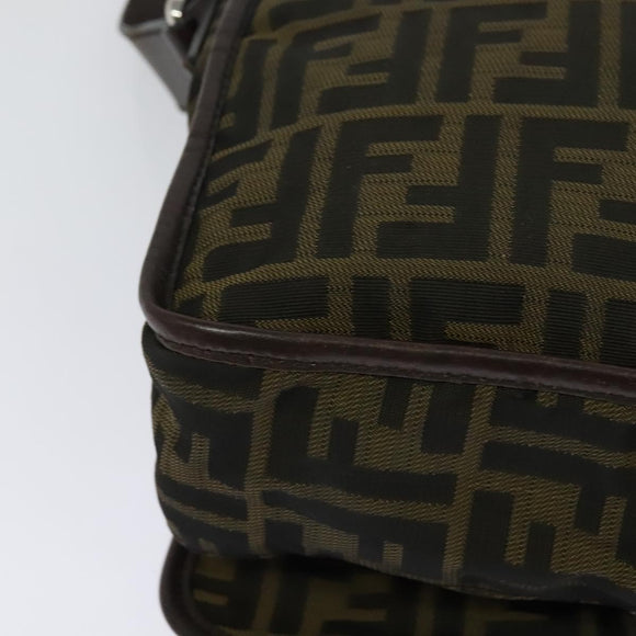 FENDI Zucca Canvas Shoulder Bag Black Brown Auth ep9708
