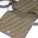 FENDI Zucca Canvas Shoulder Bag Black Brown Auth ep9708-9