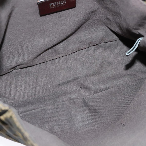 FENDI Zucca Canvas Shoulder Bag Black Brown Auth ep9708