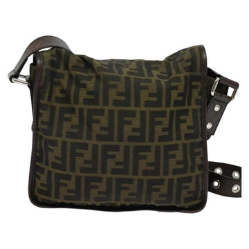 FENDI Zucca Canvas Shoulder Bag Black Brown Auth ep9708 - 0