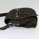 FENDI Zucca Canvas Shoulder Bag Black Brown Auth ep9708-3