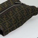 FENDI Zucca Canvas Shoulder Bag Black Brown Auth ep9708-6