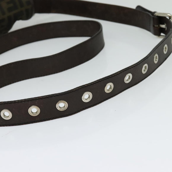 FENDI Zucca Canvas Shoulder Bag Black Brown Auth ep9708