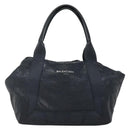 BALENCIAGA Navy Kabas Hand Bag Leather Navy Silver Auth ep9709-12