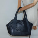 BALENCIAGA Navy Kabas Hand Bag Leather Navy Silver Auth ep9709-13