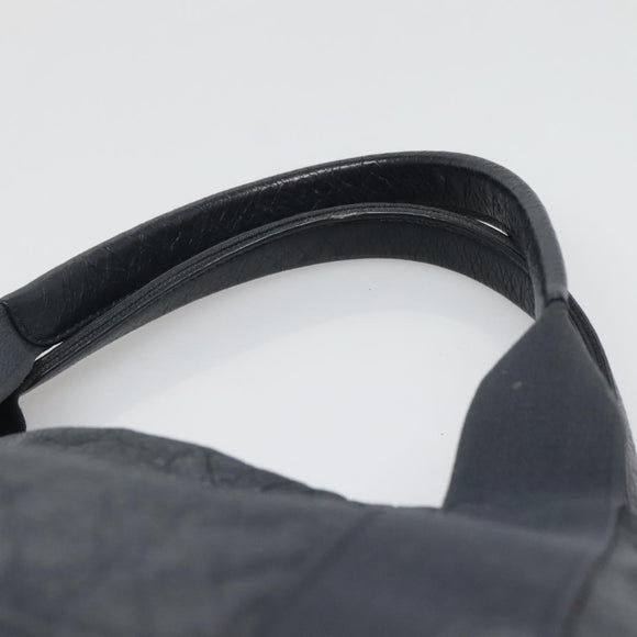 BALENCIAGA Navy Kabas Hand Bag Leather Navy Silver Auth ep9709