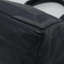 BALENCIAGA Navy Kabas Hand Bag Leather Navy Silver Auth ep9709-2