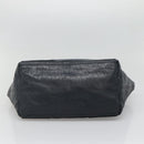 BALENCIAGA Navy Kabas Hand Bag Leather Navy Silver Auth ep9709-20