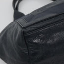 BALENCIAGA Navy Kabas Hand Bag Leather Navy Silver Auth ep9709-3