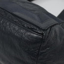 BALENCIAGA Navy Kabas Hand Bag Leather Navy Silver Auth ep9709-4