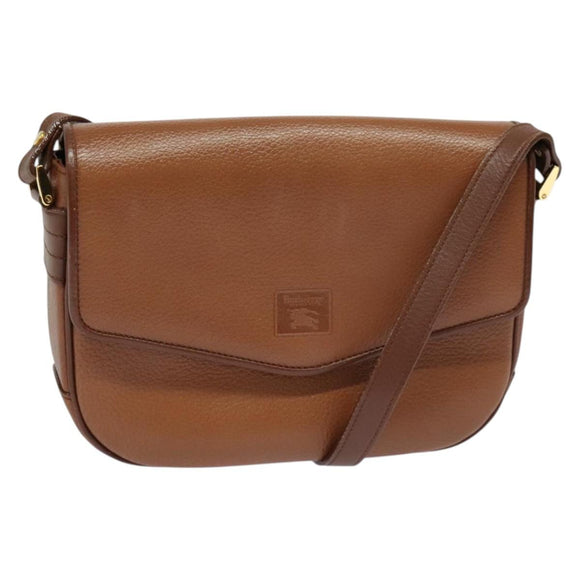 Burberrys Shoulder Bag Leather Brown Gold Auth ep9710