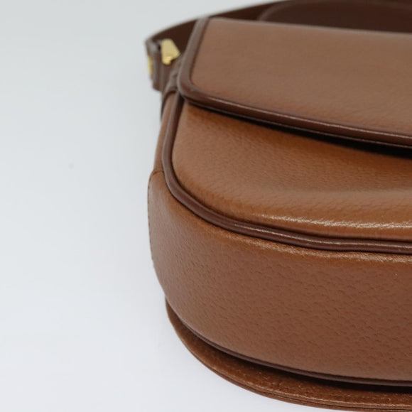Burberrys Shoulder Bag Leather Brown Gold Auth ep9710