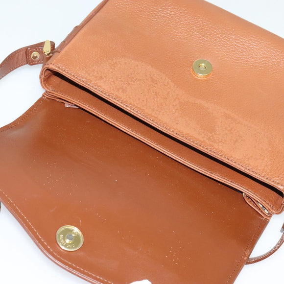 Burberrys Shoulder Bag Leather Brown Gold Auth ep9710