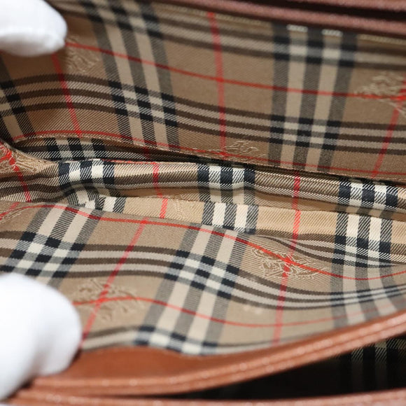 Burberrys Shoulder Bag Leather Brown Gold Auth ep9710