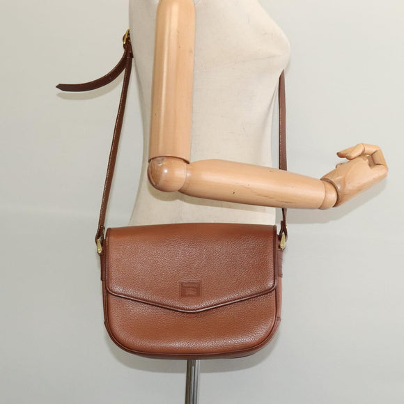 Burberrys Shoulder Bag Leather Brown Gold Auth ep9710