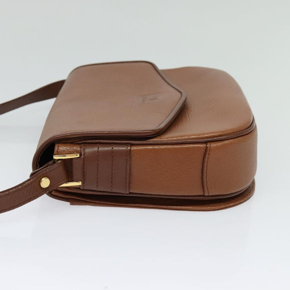 Burberrys Shoulder Bag Leather Brown Gold Auth ep9710