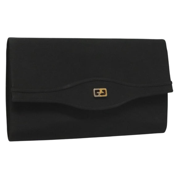 GUCCI Clutch Bag Nylon Black Gold Auth ep9712