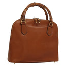 GUCCI Hand Bag Leather Brown Gold 000 2214 0290 Auth ep9714-1