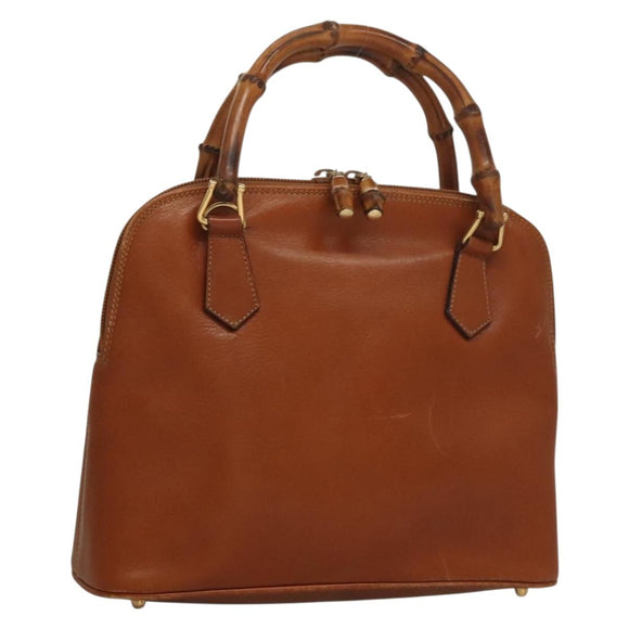 GUCCI Hand Bag Leather Brown Gold 000 2214 0290 Auth ep9714