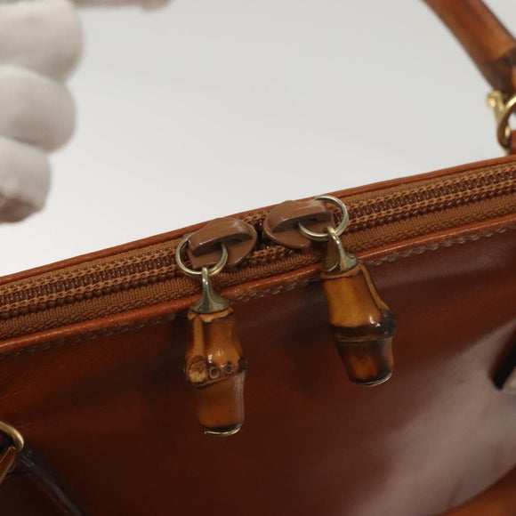 GUCCI Hand Bag Leather Brown Gold 000 2214 0290 Auth ep9714