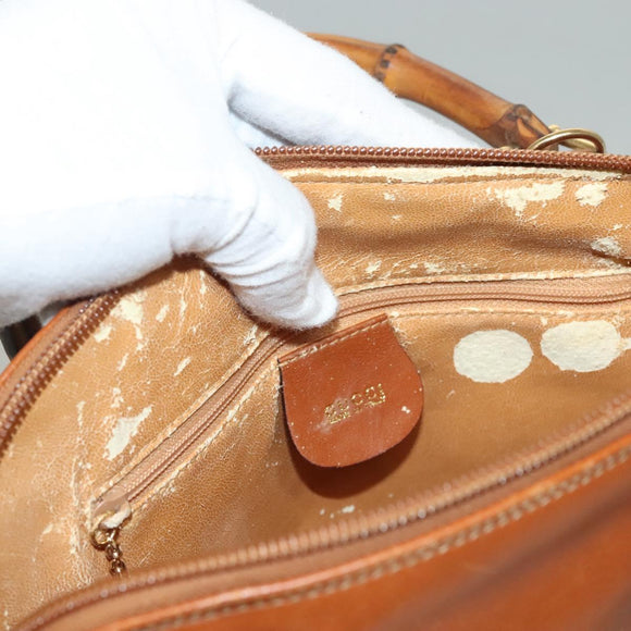 GUCCI Hand Bag Leather Brown Gold 000 2214 0290 Auth ep9714