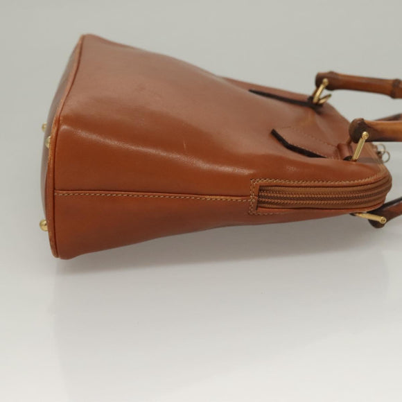 GUCCI Hand Bag Leather Brown Gold 000 2214 0290 Auth ep9714