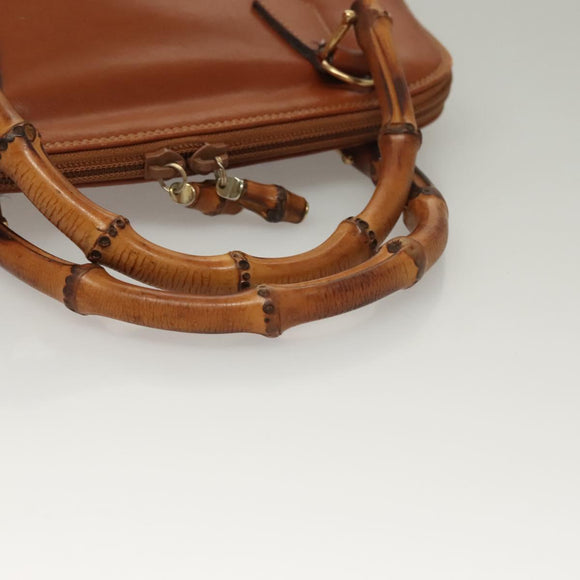 GUCCI Hand Bag Leather Brown Gold 000 2214 0290 Auth ep9714