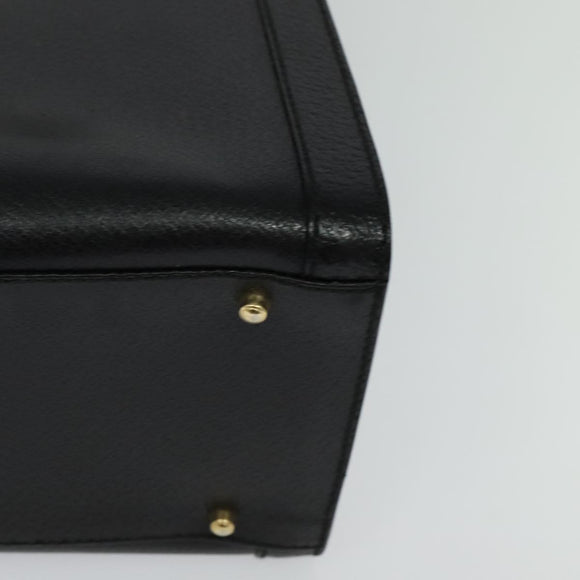 GUCCI Bamboo Hand Bag Leather Black Gold 002 0260 Auth ep9715