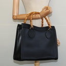 GUCCI Bamboo Hand Bag Leather Black Gold 002 0260 Auth ep9715-20