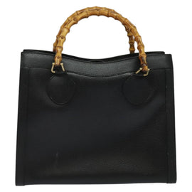 GUCCI Bamboo Hand Bag Leather Black Gold 002 0260 Auth ep9715 - 0