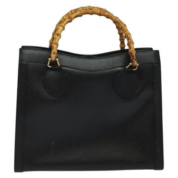GUCCI Bamboo Hand Bag Leather Black Gold 002 0260 Auth ep9715 - 0
