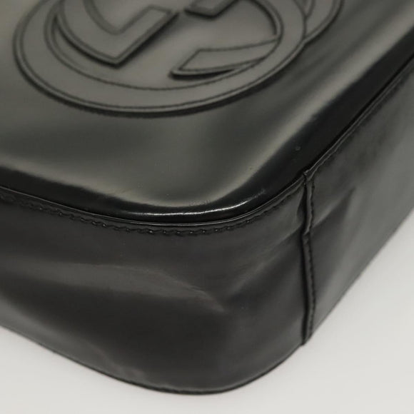 GUCCI Shoulder Bag Patent leather Black Silver 007 0249 Auth ep9726