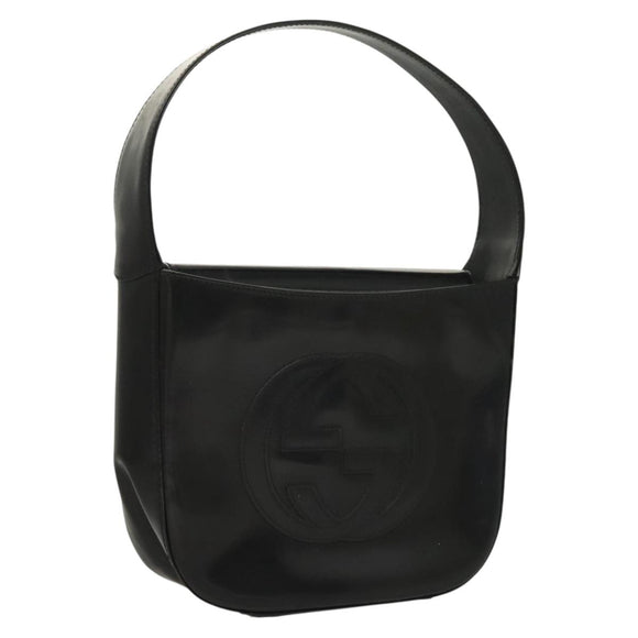 GUCCI Shoulder Bag Patent leather Black Silver 007 0249 Auth ep9726