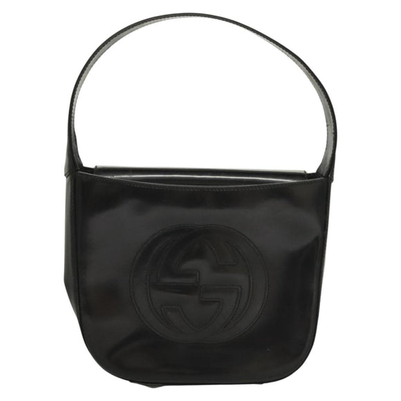 GUCCI Shoulder Bag Patent leather Black Silver 007 0249 Auth ep9726