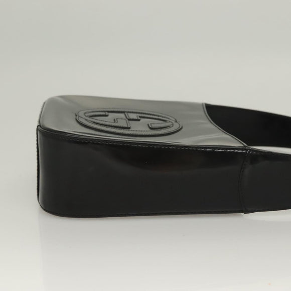 GUCCI Shoulder Bag Patent leather Black Silver 007 0249 Auth ep9726