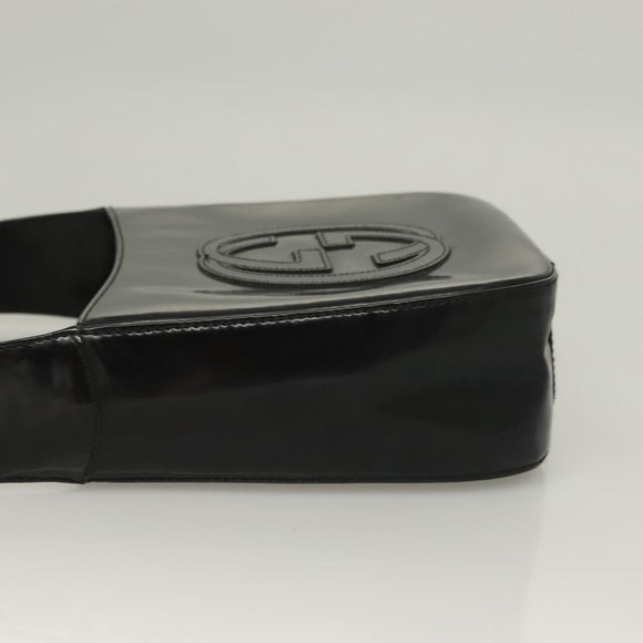 GUCCI Shoulder Bag Patent leather Black Silver 007 0249 Auth ep9726