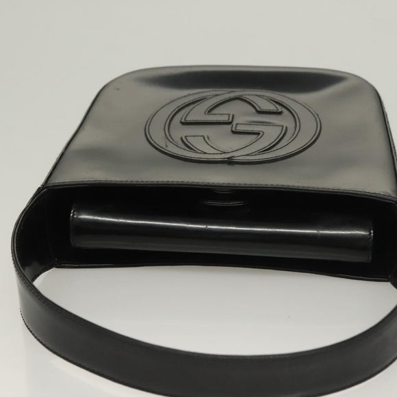 GUCCI Shoulder Bag Patent leather Black Silver 007 0249 Auth ep9726