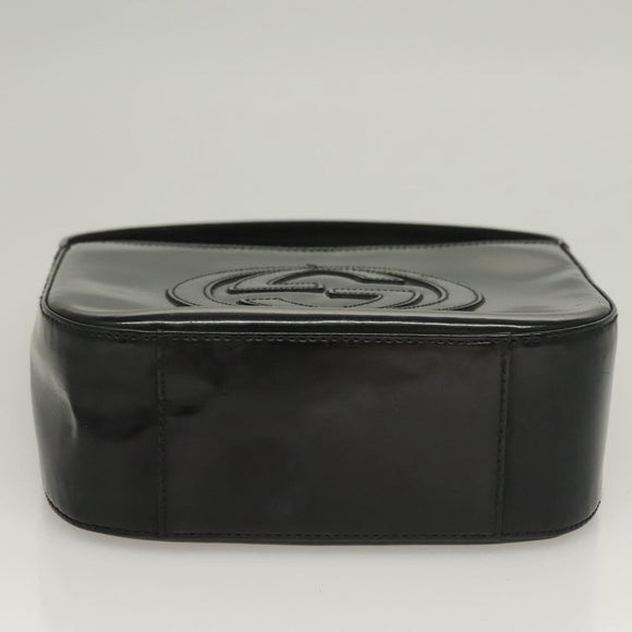 GUCCI Shoulder Bag Patent leather Black Silver 007 0249 Auth ep9726