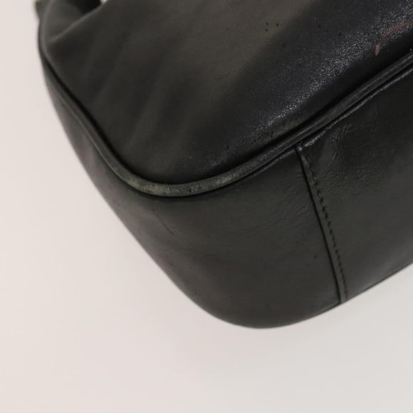 GUCCI Bamboo Hand Bag Leather Black Gold 001 2113 1638 Auth ep9730